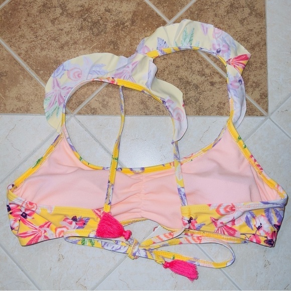 No Boundaries Yellow Floral Print Bikini Top size large - Picture 4 of 4